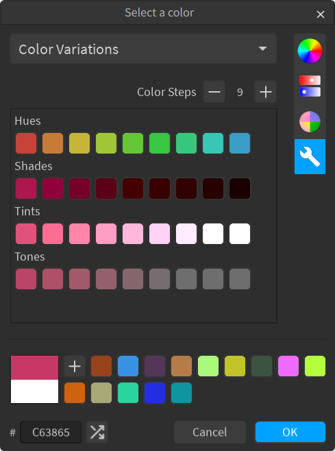 Color variations (dark theme)