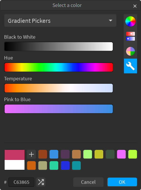 Gradient pickers (dark theme)