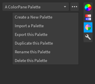 The palette overflow menu